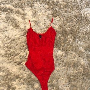 Red lacey bodysuit